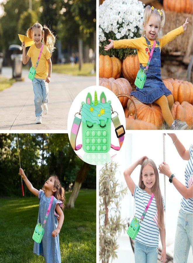 civan Unicorn Pop It Purse Fidget Toys for Girls, Kids Pop Sensory Popper Toy for ADHD Anxiety, Unicorn Birthday Gifts (Small Light Green, Small) - Image 2